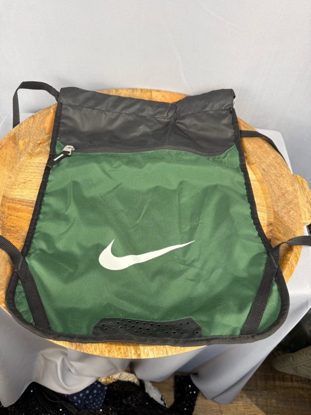 Nike Green Drawstring Backpack Gym Sack Lightweight Travel Bag